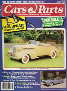 CARS & PARTS 1986 MAR - 37 CADDY 66, MERCER, 50 CHAMPION, 65 LINCOLN CONVT